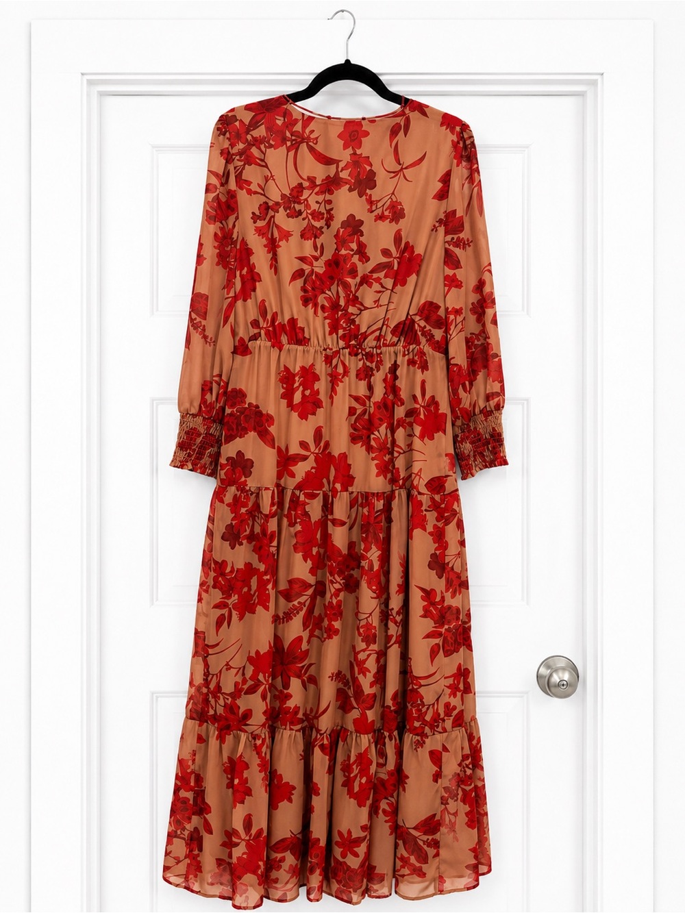 Sam Edelman Long Sleeve, Floral, Tiered Midi Dress - Fall Wardrobe Stalple - Picture 3 of 8
